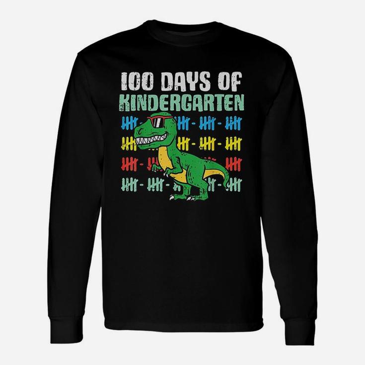 100 Days Of Kindergarten Trex Dinosaur 100th Day School Long Sleeve T-Shirt