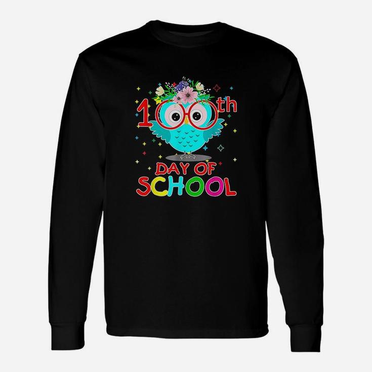 100 Days Of School Cute Owl Happy 100th Day Of School Long Sleeve T-Shirt