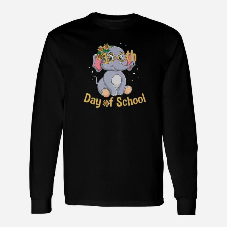 100 Days Of School Elephant Sunflower Teacher Long Sleeve T-Shirt