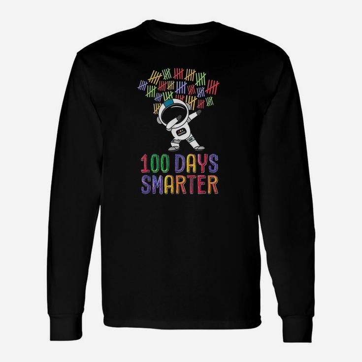100 Days Smarter 100th Day Of School Dabbing Space Long Sleeve T-Shirt