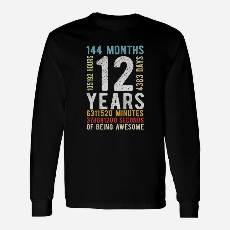 12th Birthday 12 Years Old Vintage Retro 144 Months Long Sleeve T-Shirt