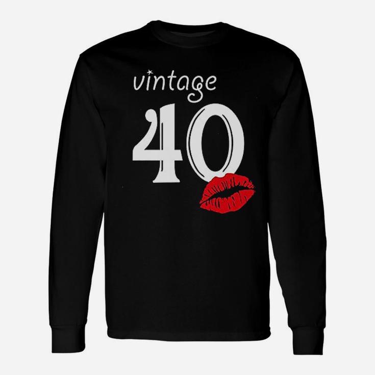 41st Birthday Women Vintage 41 1981 Tees Lipstick Graphic Long Sleeve T-Shirt