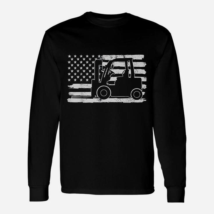 4th Of July Forklift Driver Usa Us Flag States Vintage Long Sleeve T-Shirt