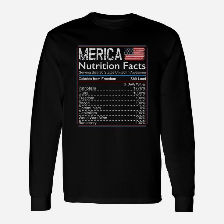 4th Of July Proud American Merica Nutrition Facts Long Sleeve T-Shirt