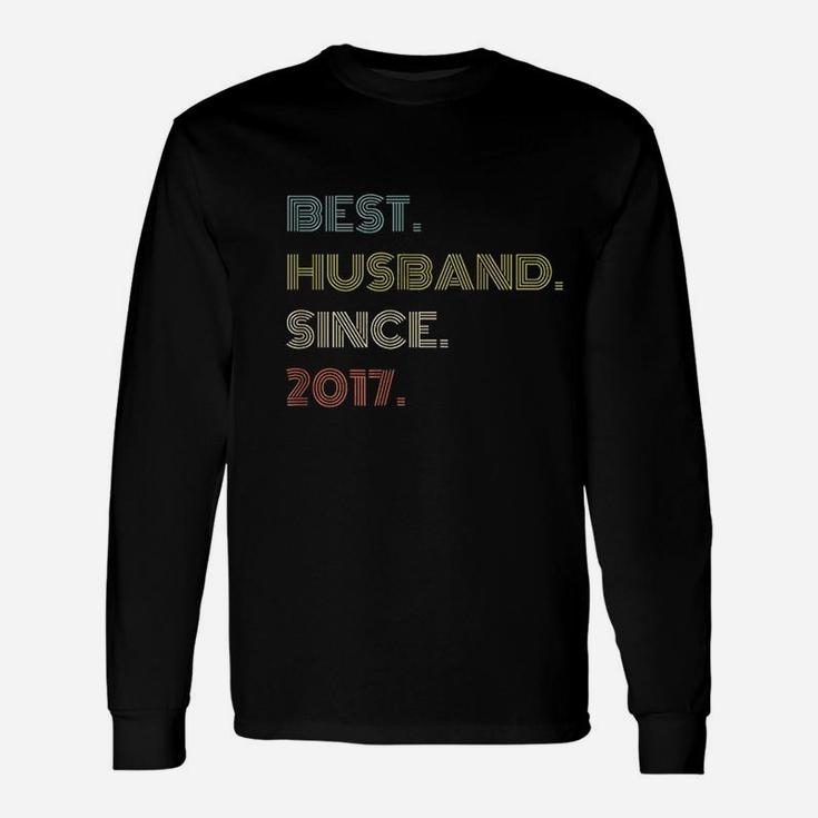 4th Wedding Anniversary Best Husband Since 2017 Long Sleeve T-Shirt