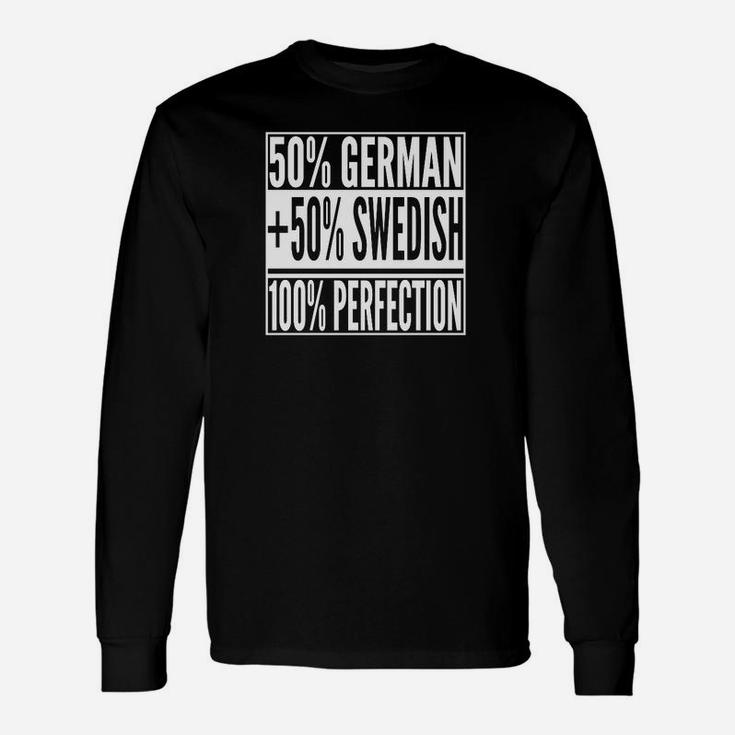 50% Deutsch 50% Schwedisch Perfekt Langarmshirts, Lustiges Herren Damen Tee