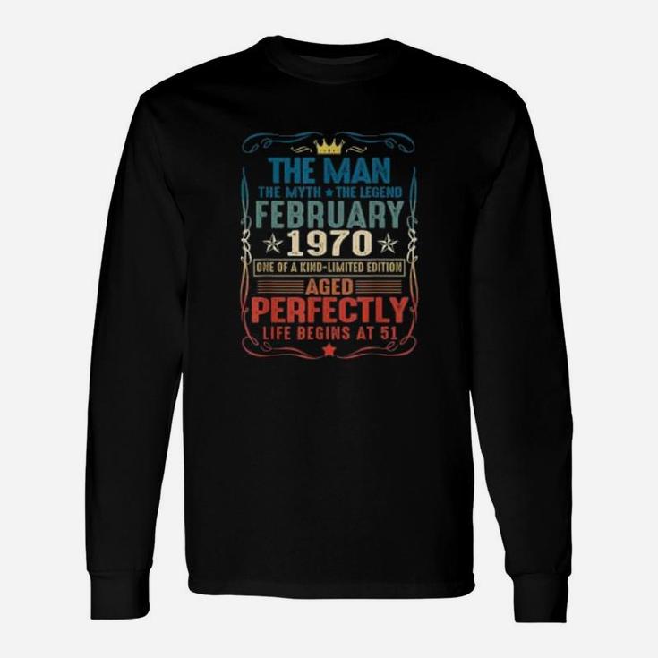 52nd Years Old Vintage February 1970 Vintage 1970 Long Sleeve T-Shirt