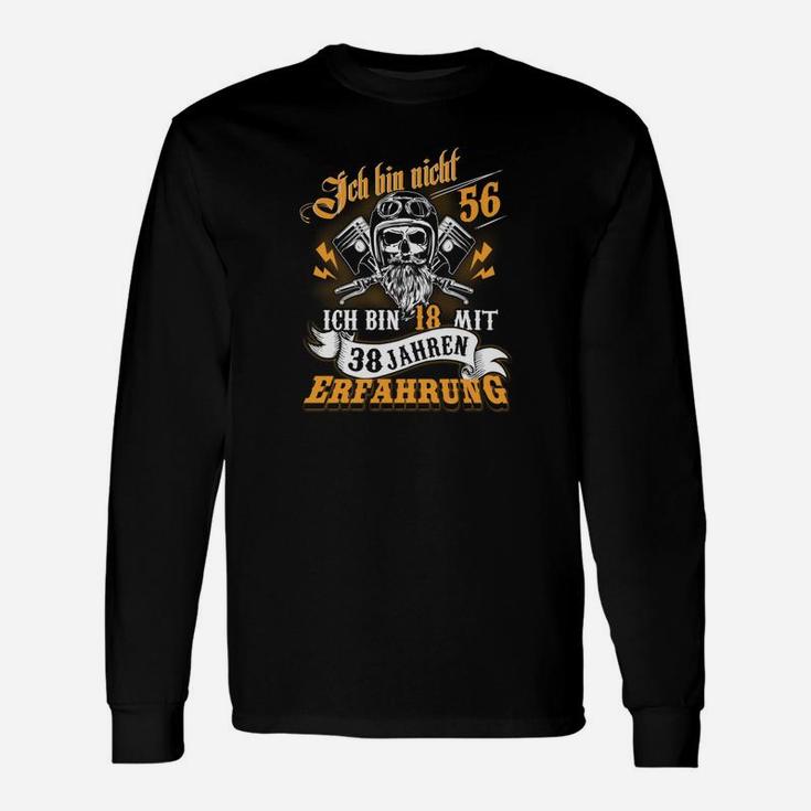 56. Geburtstag Langarmshirts mit Totenkopf-Spruch, Lustiges Schwarzes Tee