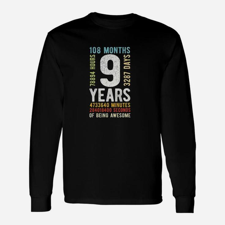 9th Birthday 9 Years Old Vintage Retro 108 Months Long Sleeve T-Shirt