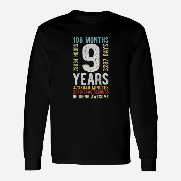 9th Birthday 9 Years Old Vintage Retro 108 Months Long Sleeve T-Shirt