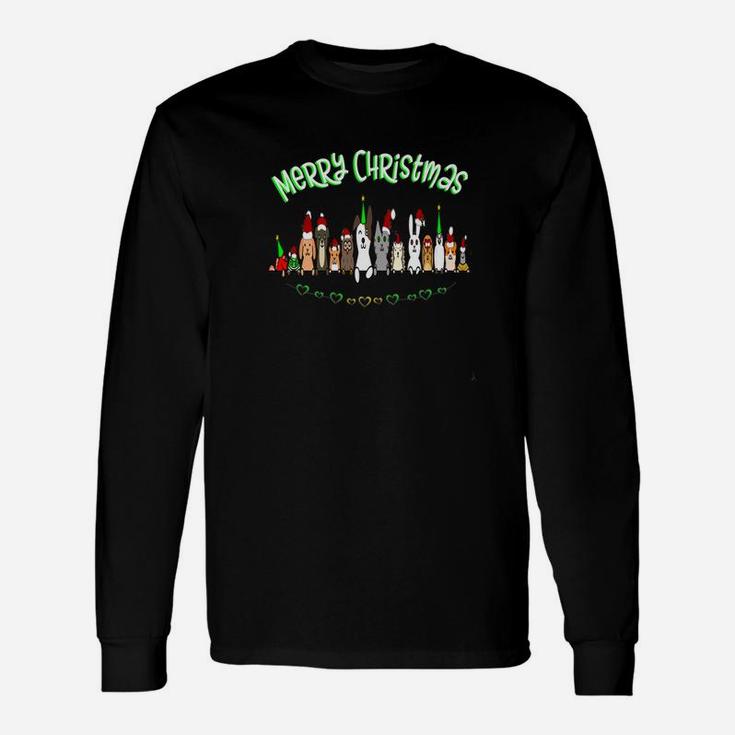 Adorable Pets Wishing You A Merry Christmas Cat Dog Rescue Long Sleeve T-Shirt