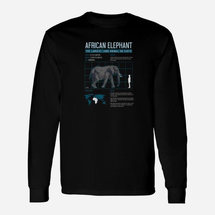 African Elephant Facts Land Animal Lover Vintage Long Sleeve T-Shirt