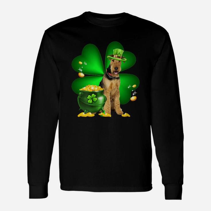 Airedale Terrier Shamrock St Patricks Day Irish Great Dog Lovers Long Sleeve T-Shirt