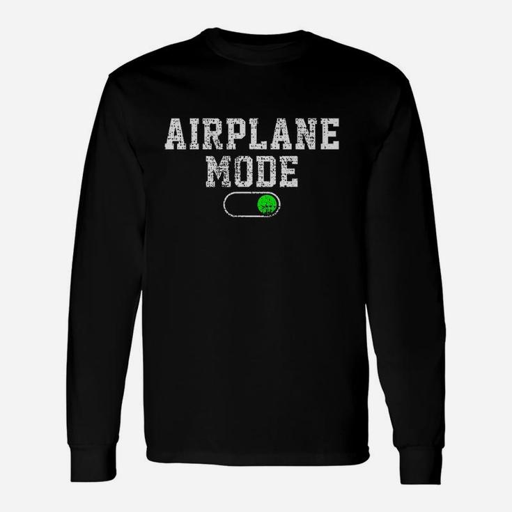 Airplane Mode On Vacation Summer Piolot Aviator Vintage Long Sleeve T-Shirt