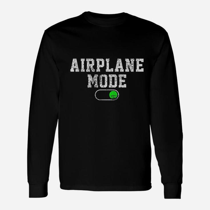Airplane Mode On Vacation Summer Piolot Aviator Vintage Long Sleeve T-Shirt
