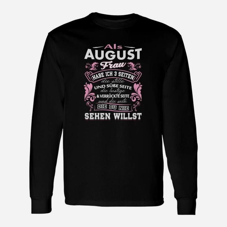 Als August Frau Schwarzes Langarmshirts, Damen Geburtsmonat Spruch