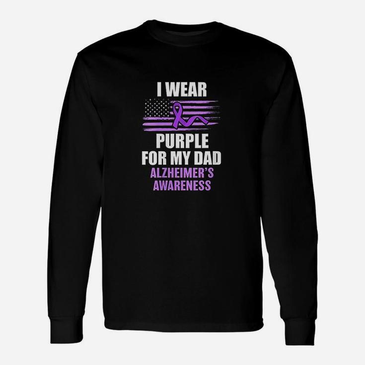 Alz I Wear Purple For My Dad Alzheimers Disease Walk Long Sleeve T-Shirt