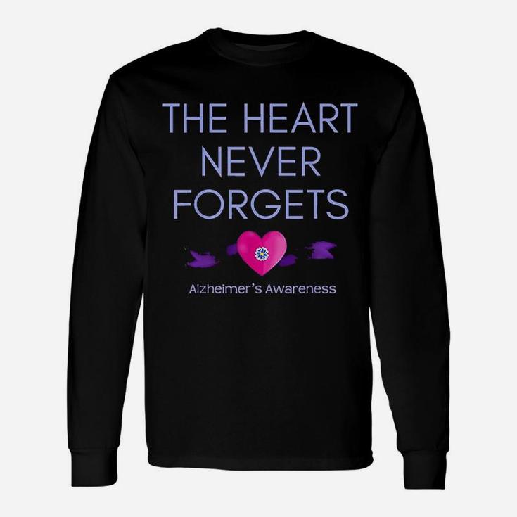Alzheimers Awareness The Heart Never Forgets Support Long Sleeve T-Shirt