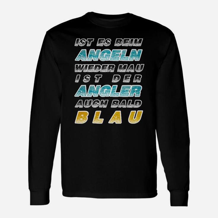 Angler-Slogan Langarmshirts Schwarz - Beim Angeln bald der Angler blau