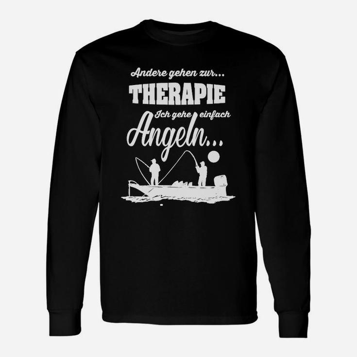 Angler-Therapie LustigesLangarmshirts, Ich Gehe Angeln Spruch - Schwarz