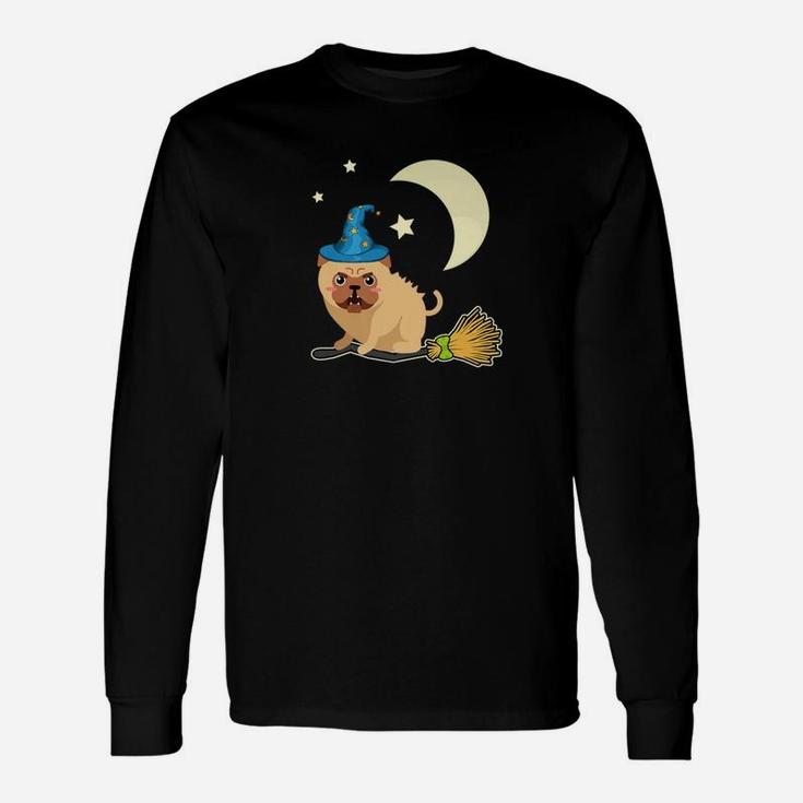 Angry Pug Witch Halloween Cute Pug Dog Tee Long Sleeve T-Shirt