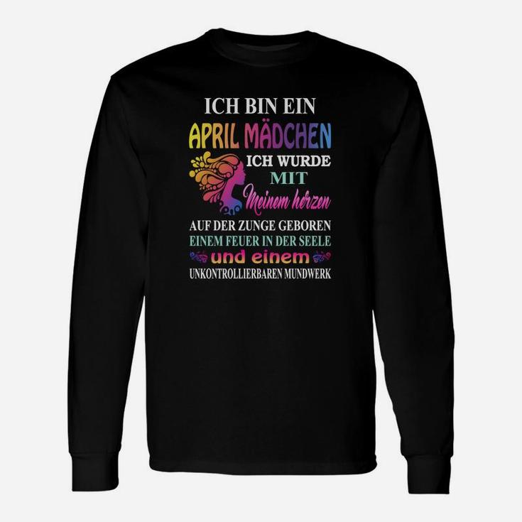 April Mädchen Geburtstag Langarmshirts, Bunt mit Spruch