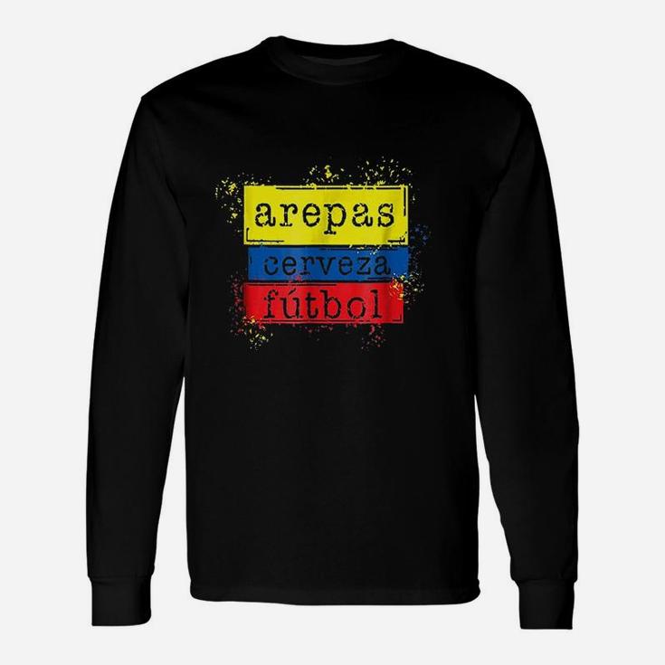 Arepas Cerveza Futbol Colombian Flag Soccer Jersey 2018 Long Sleeve T-Shirt
