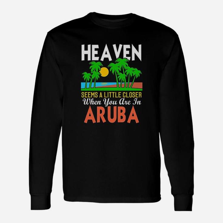 Aruba Souvenir Tropical Tree Palm Beach Aruba Long Sleeve T-Shirt