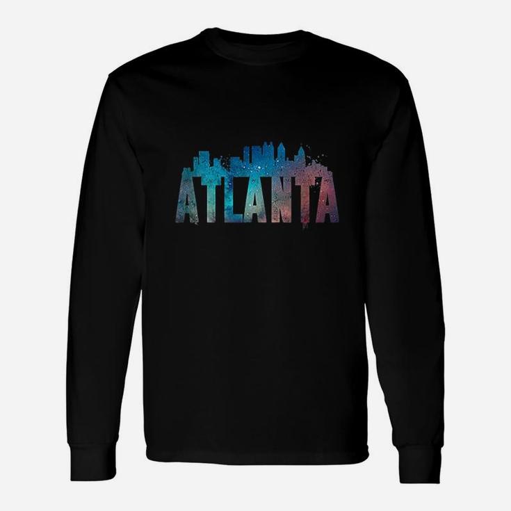 Atlanta City Skyline Ga Pride Vintage Vacation Souvenir Long Sleeve T-Shirt