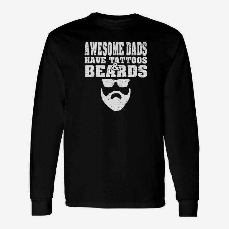 Awesome Dads Have Tattoos And Beards Vintage Fathers Day Premium Long Sleeve T-Shirt