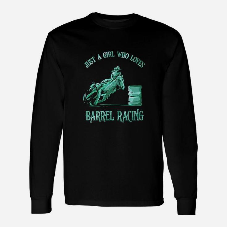 Barrel Racing Girl Love Horse Riding Rodeo Cowgirl Long Sleeve T-Shirt
