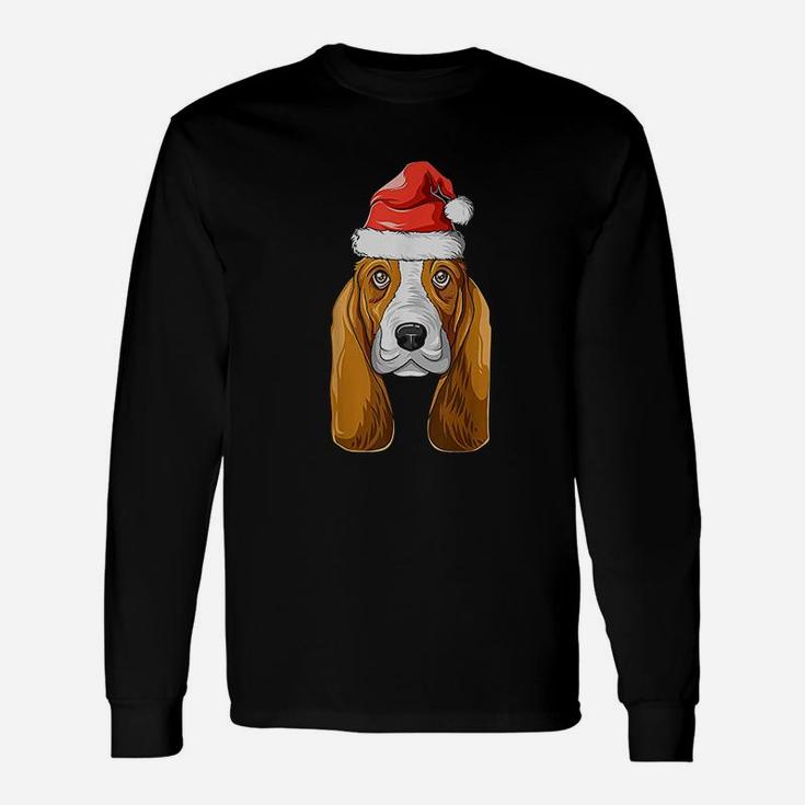 Basset Hound Santa Hat Christmas Basset Hound Long Sleeve T-Shirt