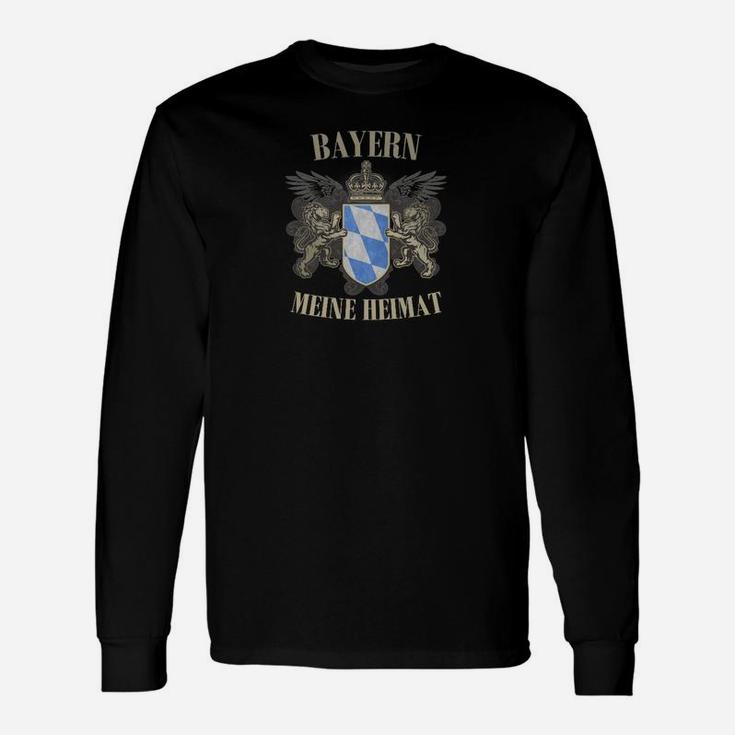Bayern Heimat Langarmshirts Schwarzes mit Wappen-Aufdruck, Stolz Bayern Langarmshirts