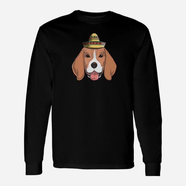 Beagle Dog Sombrero Fiesta Cinco De Mayo Mexican Long Sleeve T-Shirt