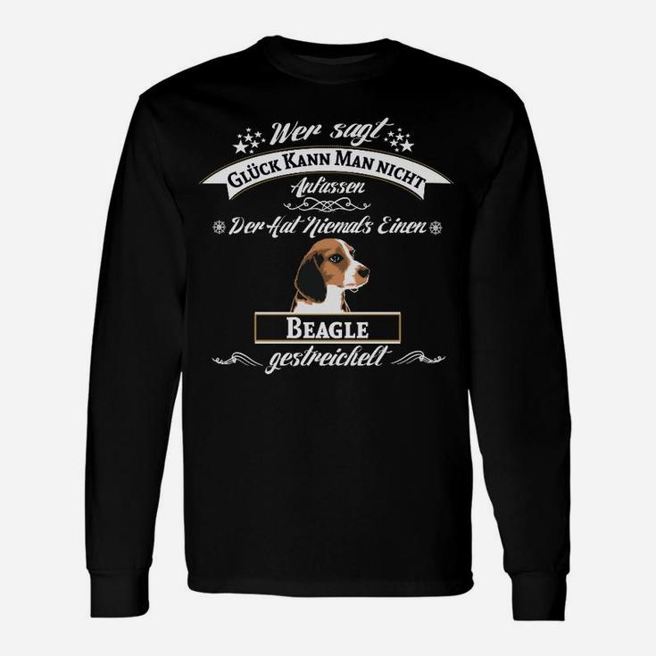 Beagle-Liebhaber Langarmshirts: Glück kann man küssen, Beagle streicheln