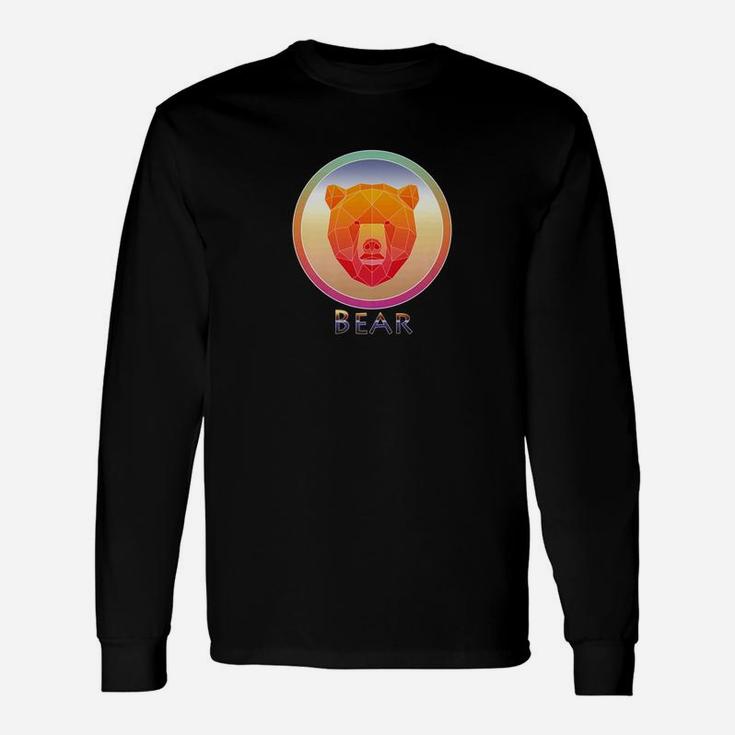 Bear Lover Vintage 80s Retro Style Geometric Animal Long Sleeve T-Shirt