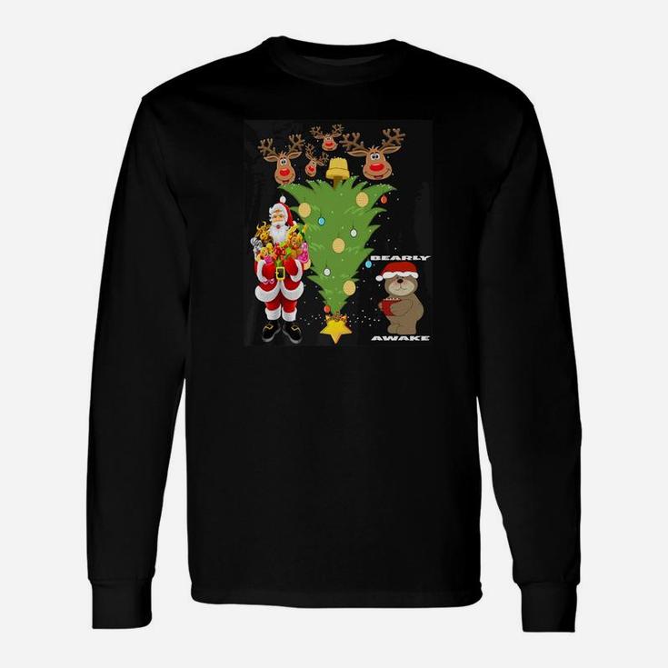Bearly Awake Bear Christmas Pajama Sleep (2) Long Sleeve T-Shirt