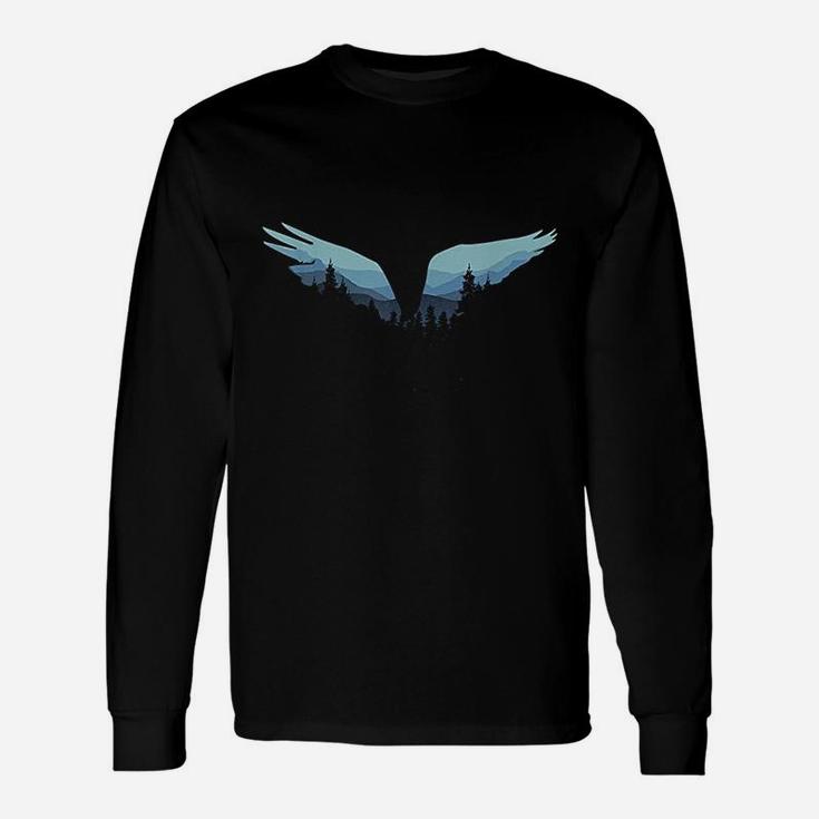 Beautiful Flying Eagle Night Sky Forest Bird Silhouette Long Sleeve T-Shirt