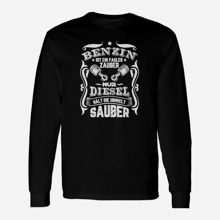 Benzin & Diesel Langarmshirts, Umweltbewusst Statement in Schwarz