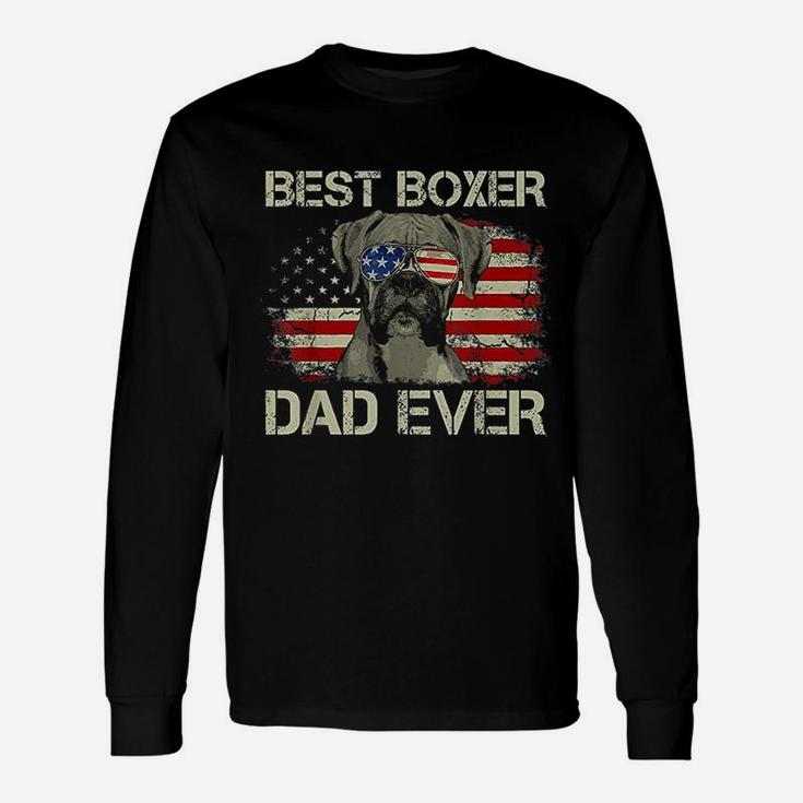 Best Boxer Dad Ever Dog Lover American Flag Long Sleeve T-Shirt