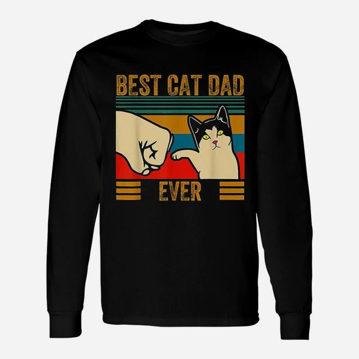 Best Cat Dad Ever Men Bump Fit Fathers Day Long Sleeve T-Shirt