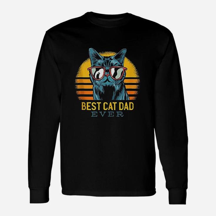 Best Cat Dad Ever Cat Dad Father Vintage Long Sleeve T-Shirt