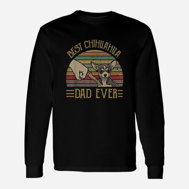 Best Chihuahua Dad Ever Retro Vintage Sunset Long Sleeve T-Shirt
