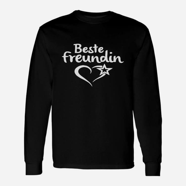 Beste Freundin Schwarzes Damen-Langarmshirts mit Herzstern-Motiv