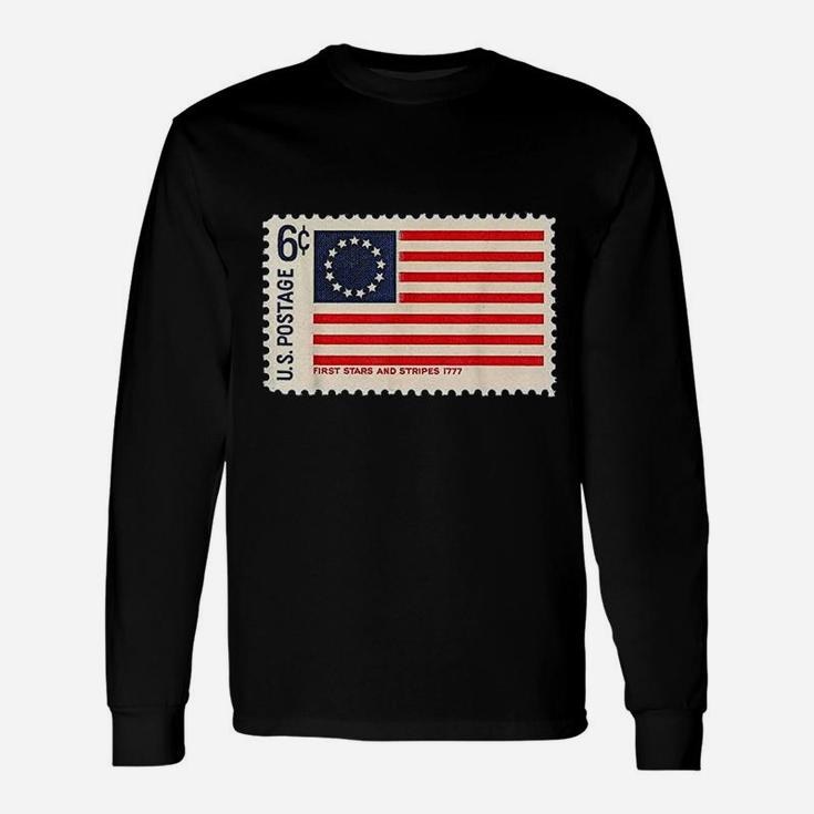 Betsy Ross American Us Flag Usa Revolutionary Slavery Stamp Long Sleeve T-Shirt
