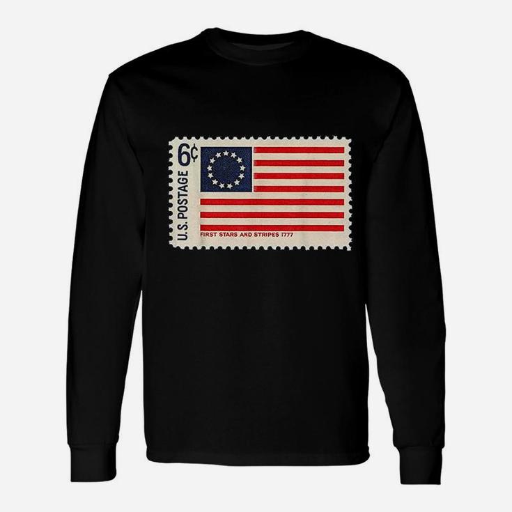 Betsy Ross American Us Flag Usa Revolutionary Slavery Stamp Long Sleeve T-Shirt