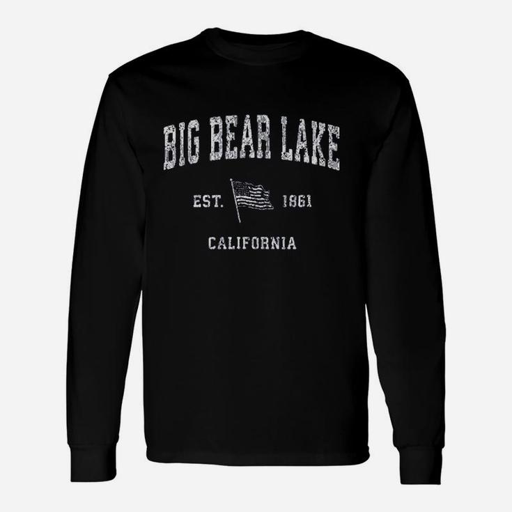 Big Bear Lake California Ca Vintage Us Flag Long Sleeve T-Shirt
