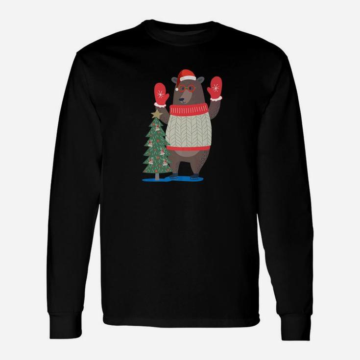 The Big Christmas Bear Near Of Christmas Tree Long Sleeve T-Shirt