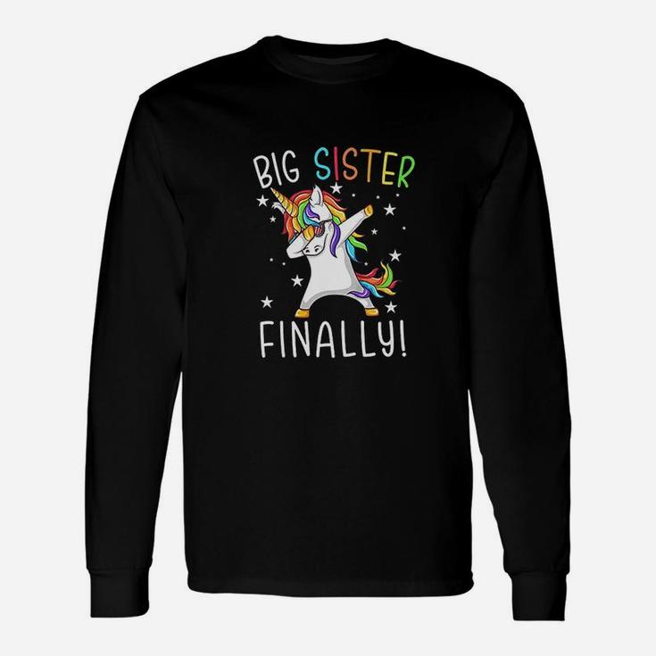Big Sister Finally Dabbing Unicorn Gender Reveal Long Sleeve T-Shirt