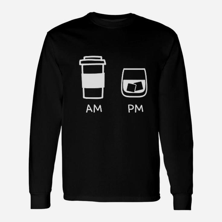 Big And Tall Am To Pm Coffee Whisky Rum Tequila Vodka Long Sleeve T-Shirt